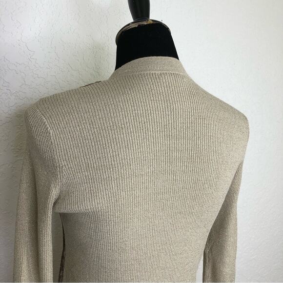 Cache champagne gold sequin front button cardigan sweater size Medium - Picture 14 of 16